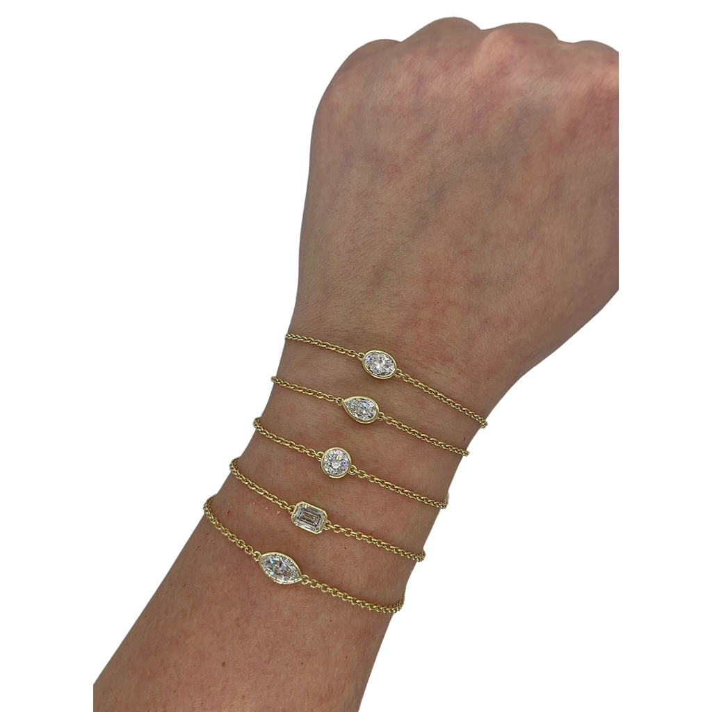 Lab-Grown Bezel Chain Bracelets