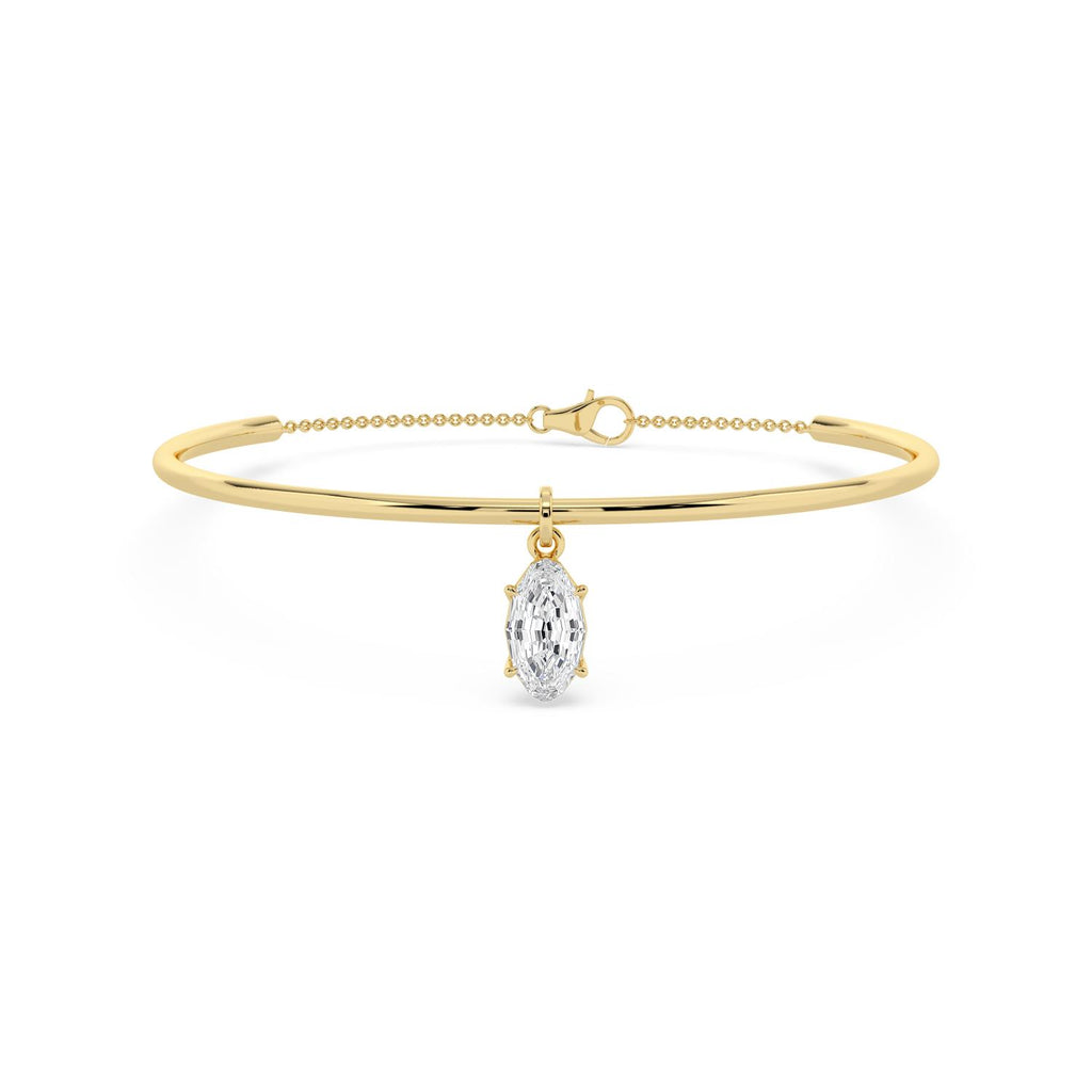 Lab-Grown Step-Cut Moval Dangle Bangle