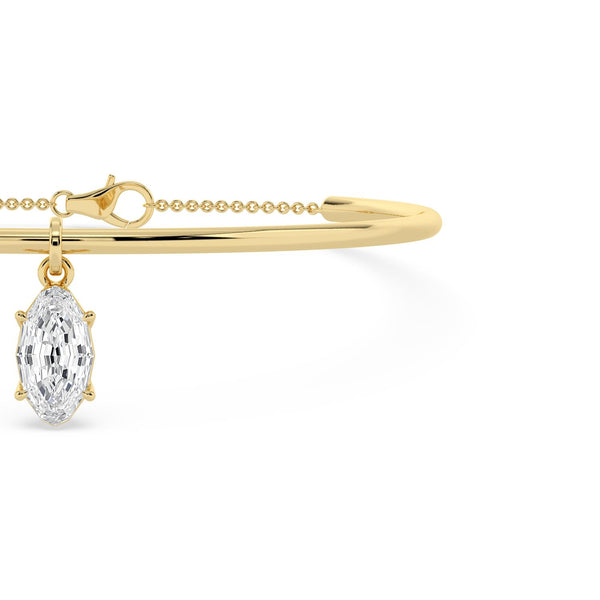 Lab-Grown Step-Cut Moval Dangle Bangle