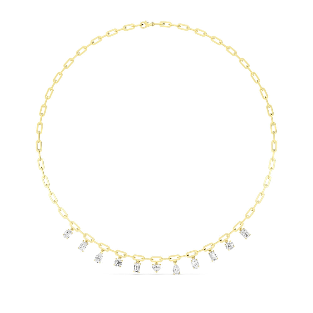 Lab-Grown Multi-Shape Paperclip Dangle Necklace