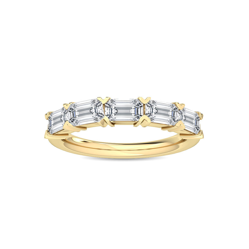 Lab-Grown E/W Emerald 5 Stone Band