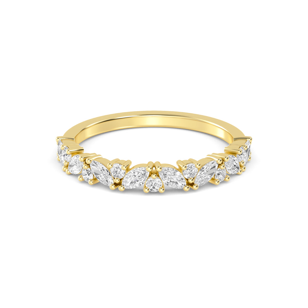 Lab-Grown Alternating Offset Marquise & Round Band