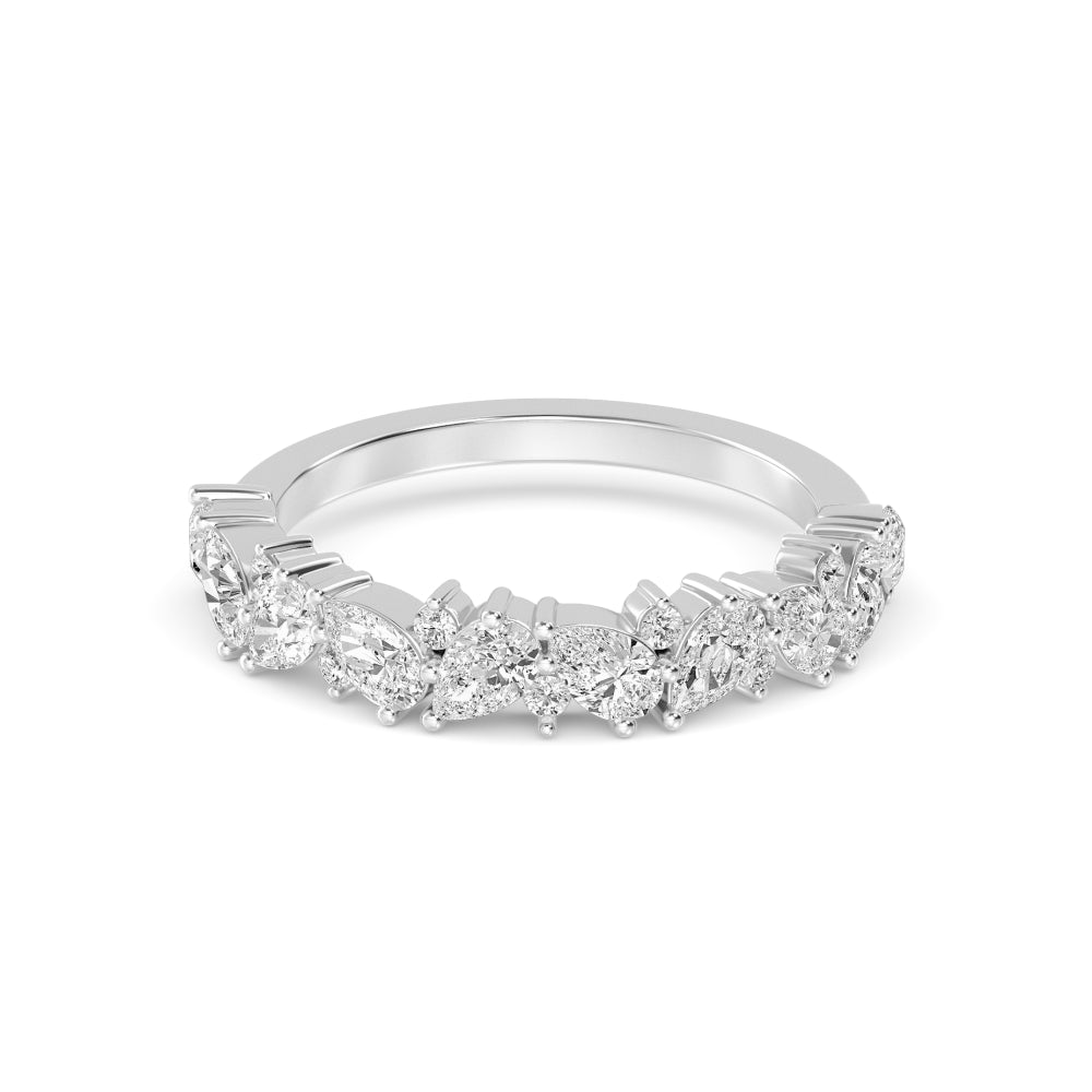 Lab-Grown Offset Pear & Round Accented Band