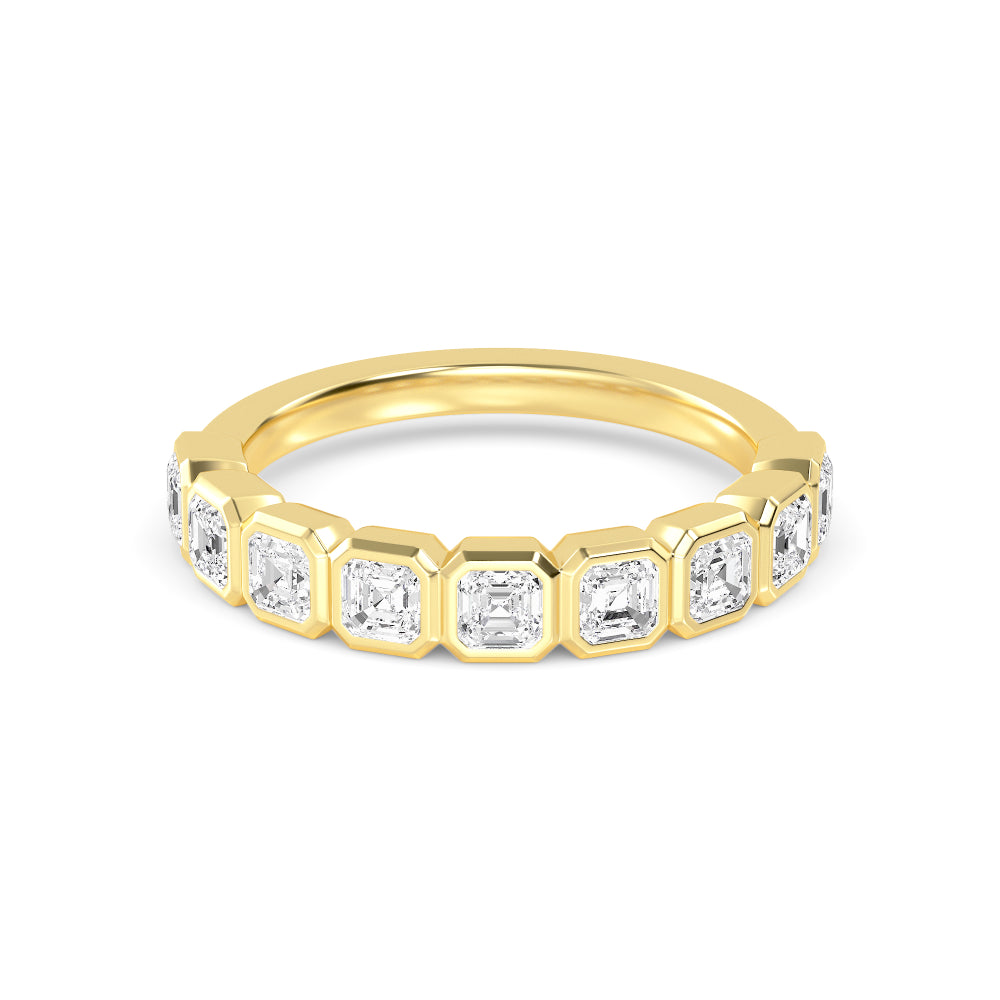Lab-Grown Bezel Set Asscher Band