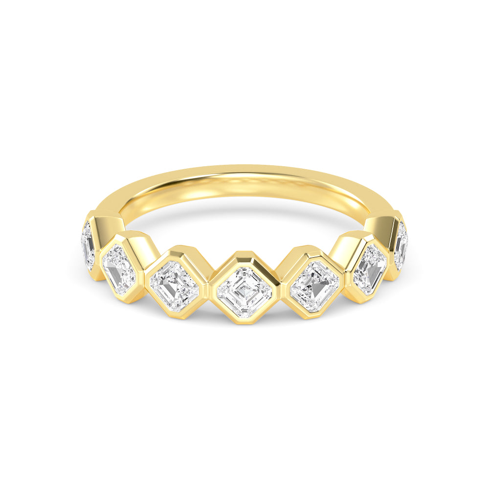 Lab-Grown Offset Bezel Set Asscher Band