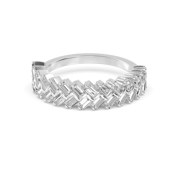 Lab-Grown Chevron Baguette Band