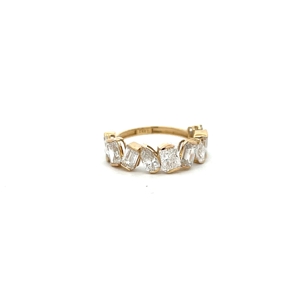 Lab-Grown Offset Mixed Shape Half Bezel Band