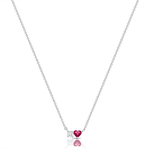 Toi Et Moi Diamond & Pink Sapphire Necklace