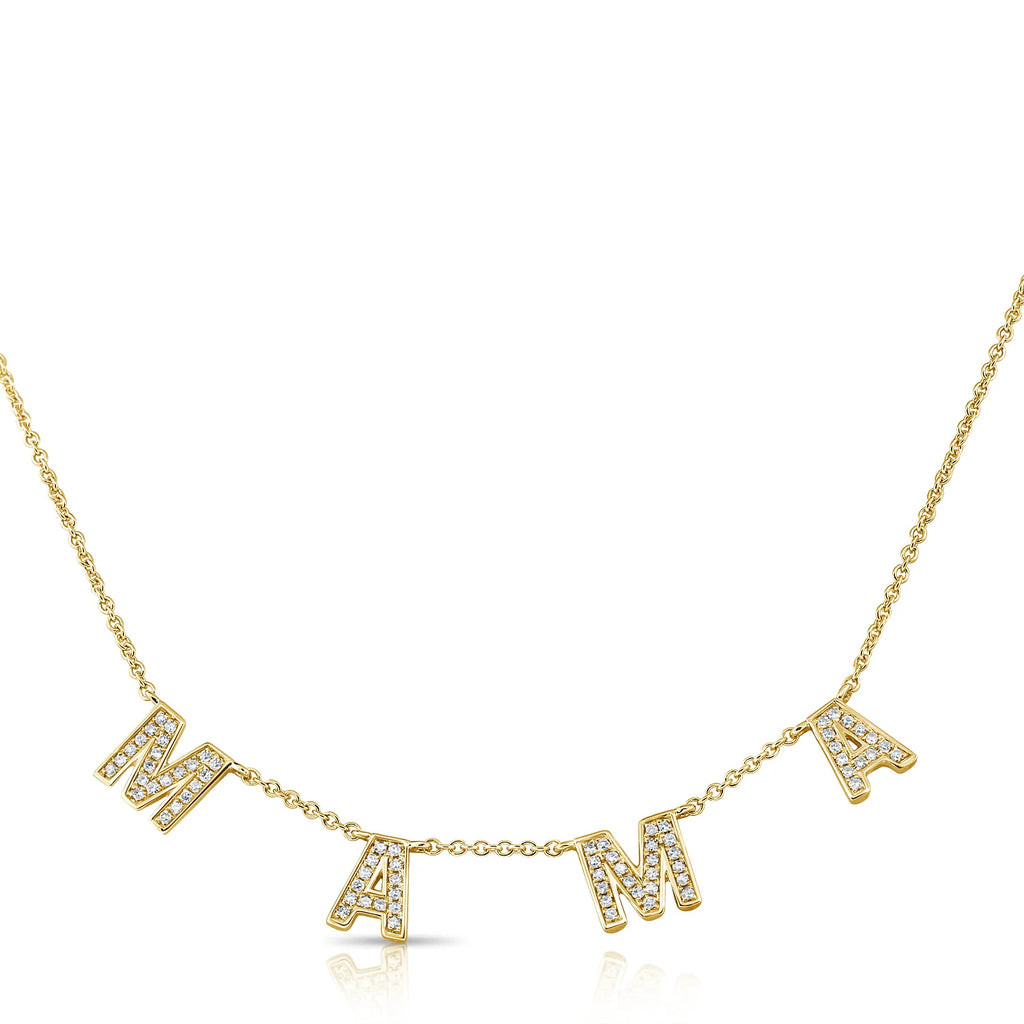 Diamond "MAMA" Station Necklace