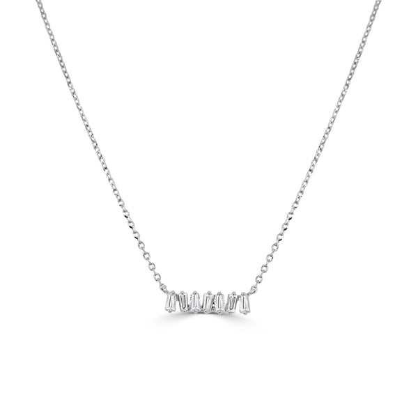 Diamond Spaced Baguette Bar Necklace