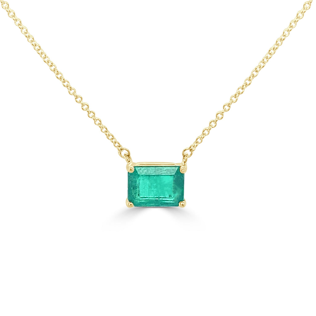 Emerald Gemstone East/West Chain Necklace