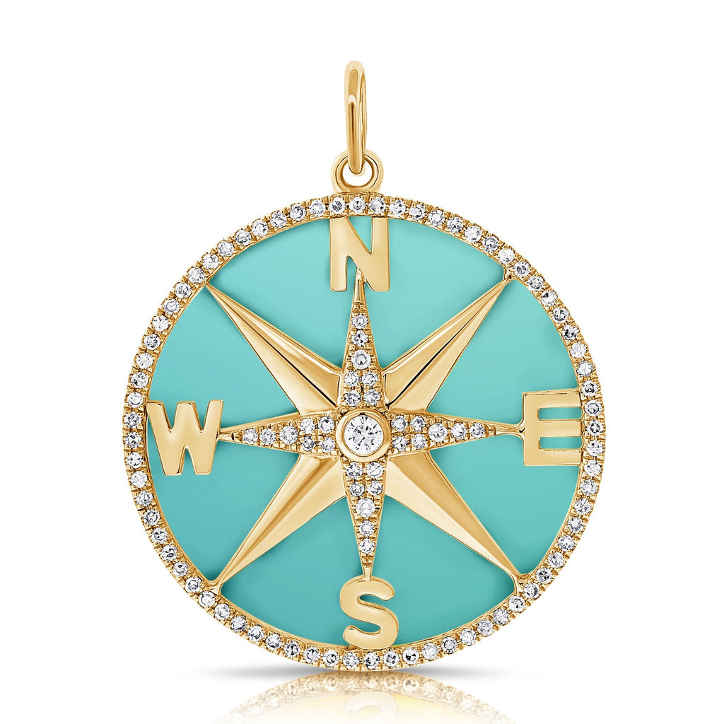 Diamond & Turquoise Compass Charm