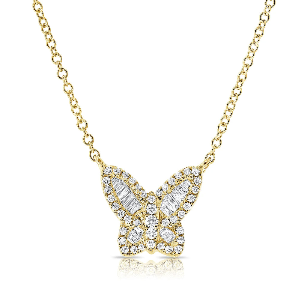 Diamond Baguette Butterfly Necklace