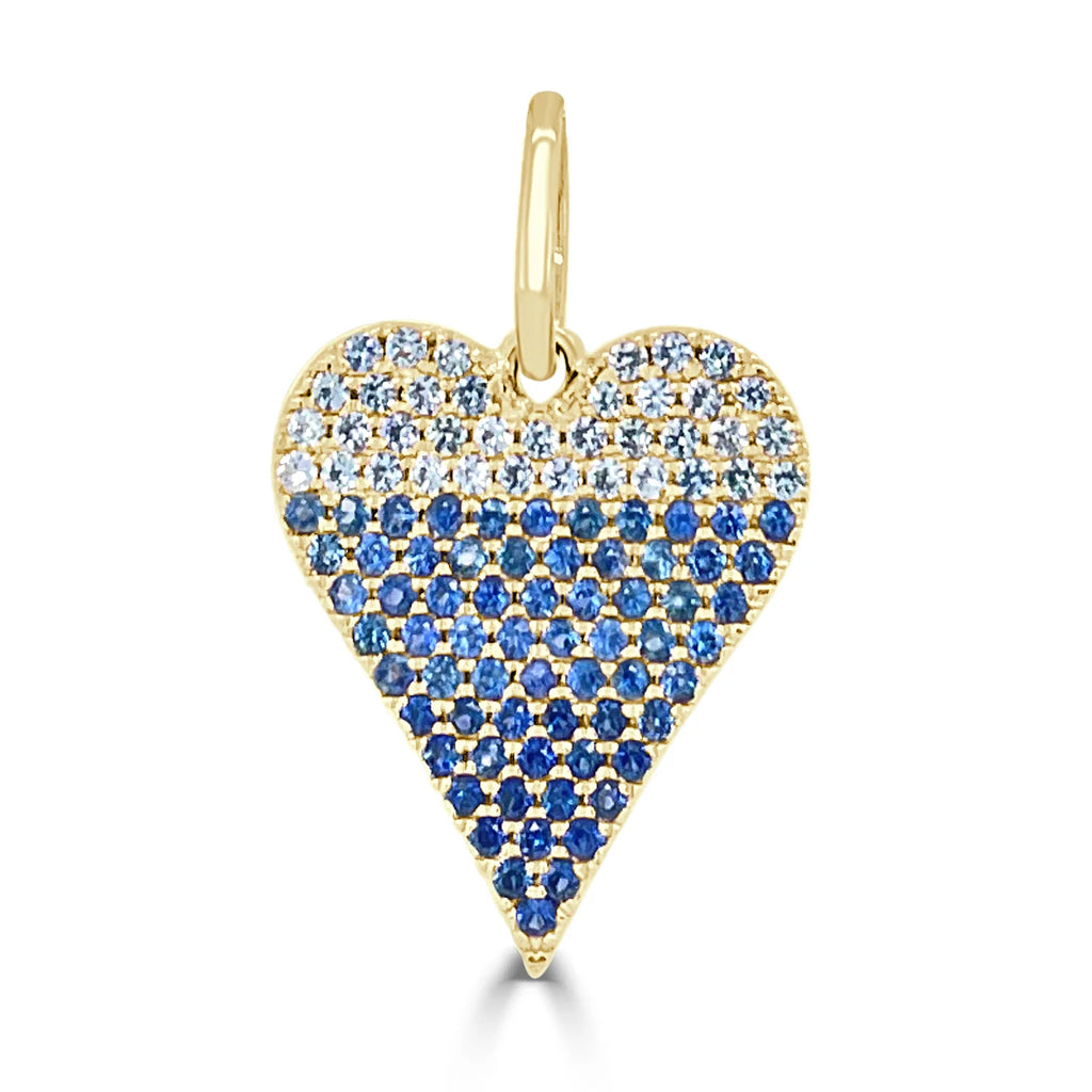 Ombre Blue Sapphire Heart Charm