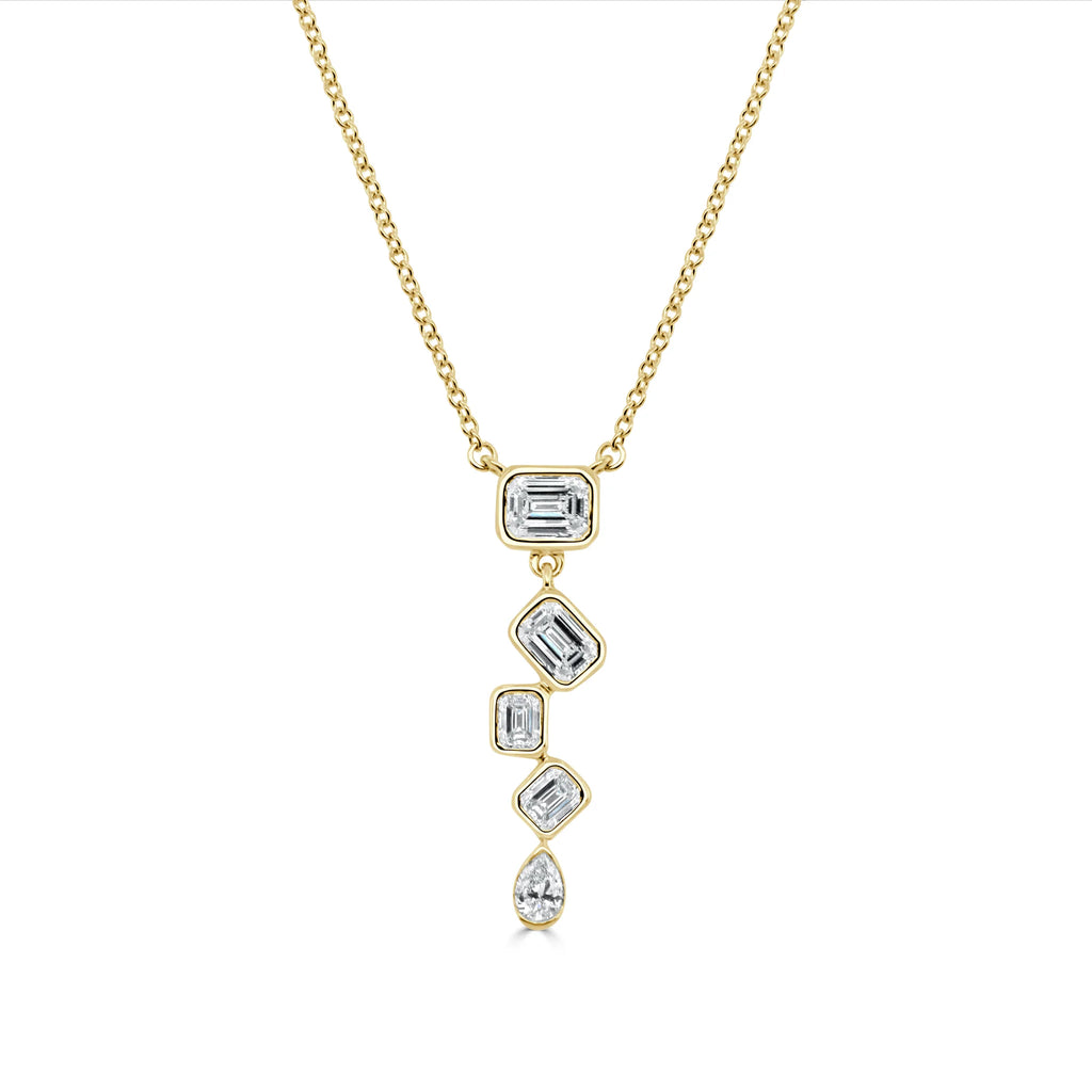 Emerald Cut & Pear Shape Diamond Necklace