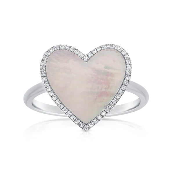 Diamond and Pearl Heart Ring