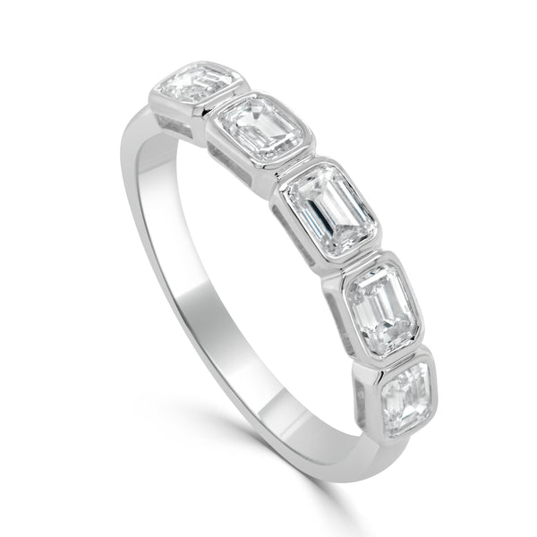 Emerald-Cut East/West Diamond Bezel Ring