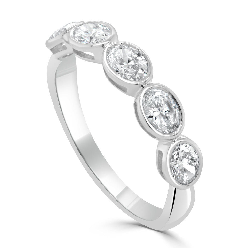 Lab-Grown East/West Oval Diamond Bezel-Set Ring