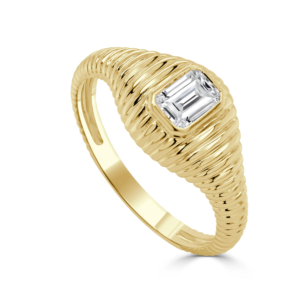 Diamond Fluted Signet Ring