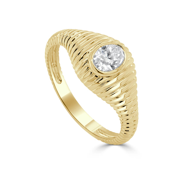 Diamond Fluted Signet Ring