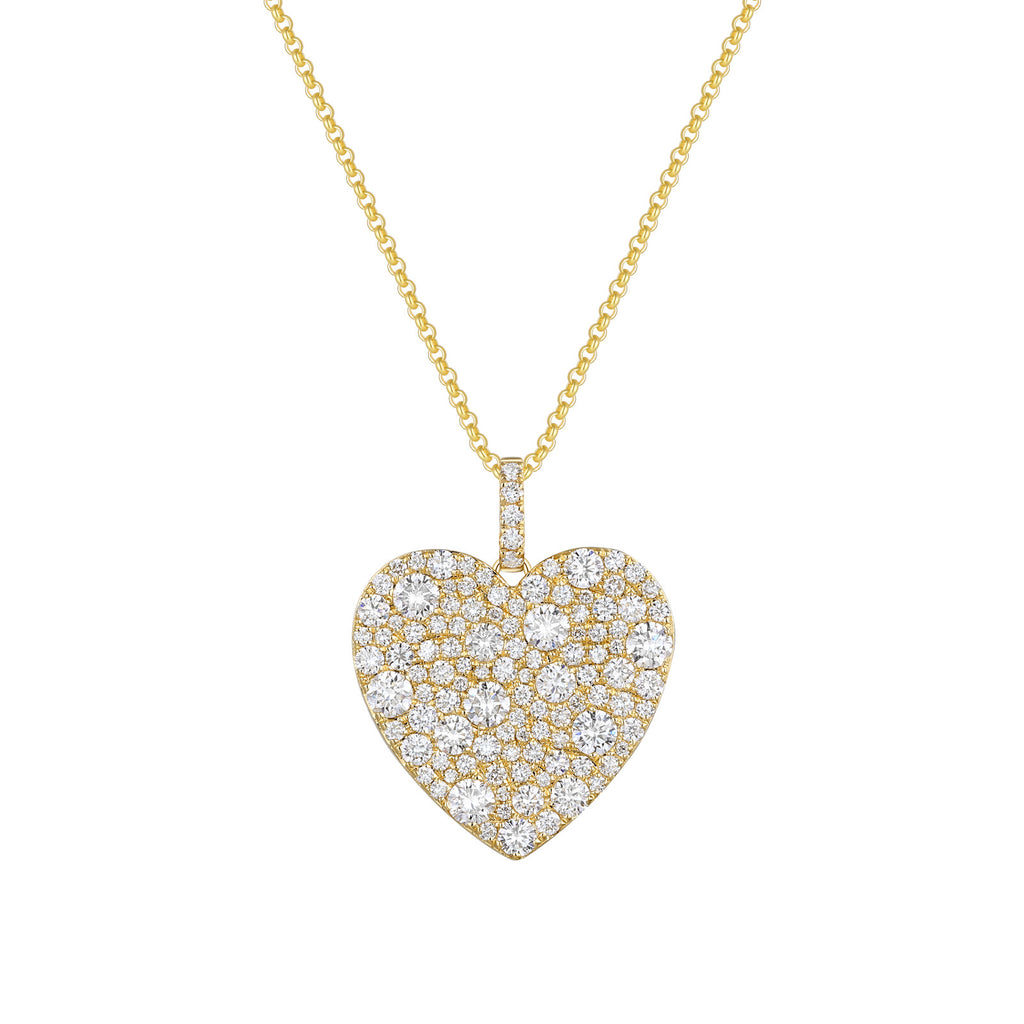 Lab-Grown Confetti Heart Pendant Necklace