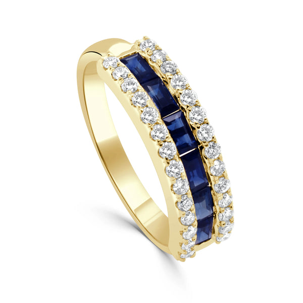 Diamond & Sapphire Baguette Ring