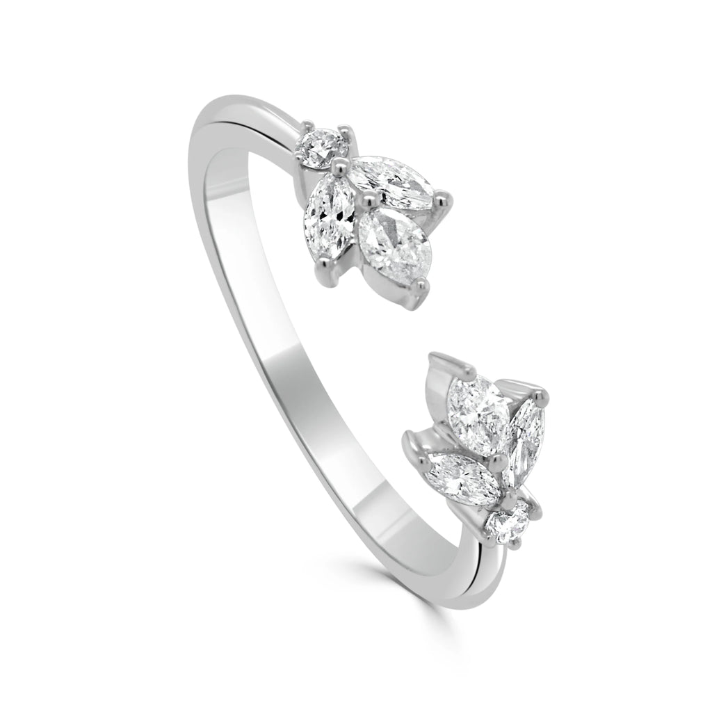 Round and Marquise Diamond Open Ring