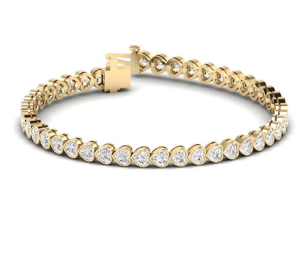 Bezel Set East/West Heart Lab Diamond Tennis Bracelet