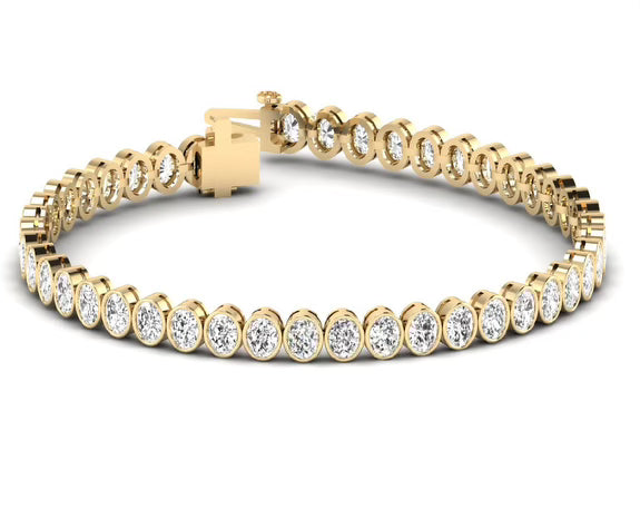 Bezel Set Oval Lab Diamond Tennis Bracelet