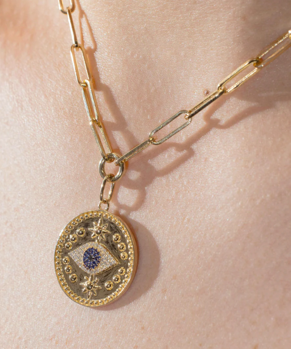 Evil Eye Paper Clip Necklace