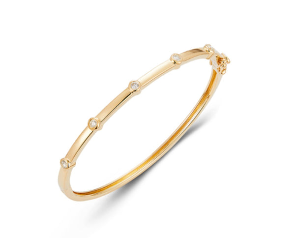 Diamond Inset Gold Bangle