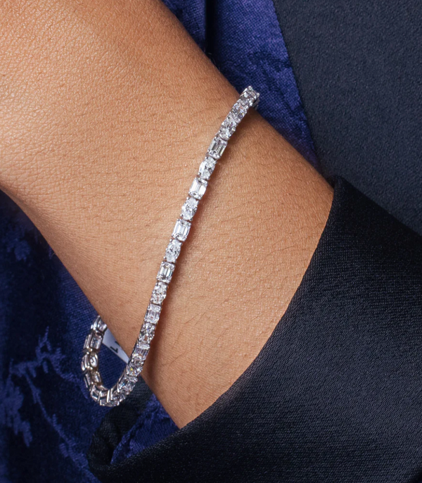 East/West Emerald & Oval Diamond Tennis Bracelet