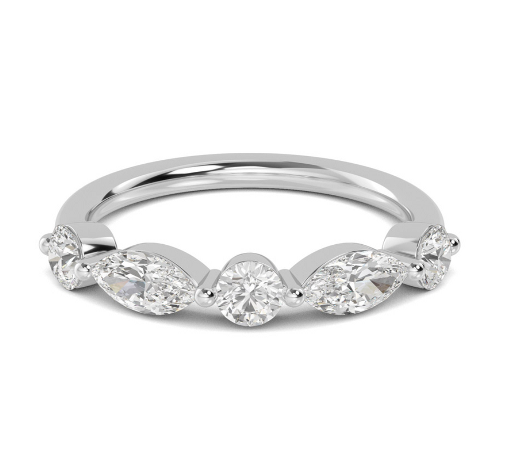 Lab-Grown Alternating Round & Marquise Band