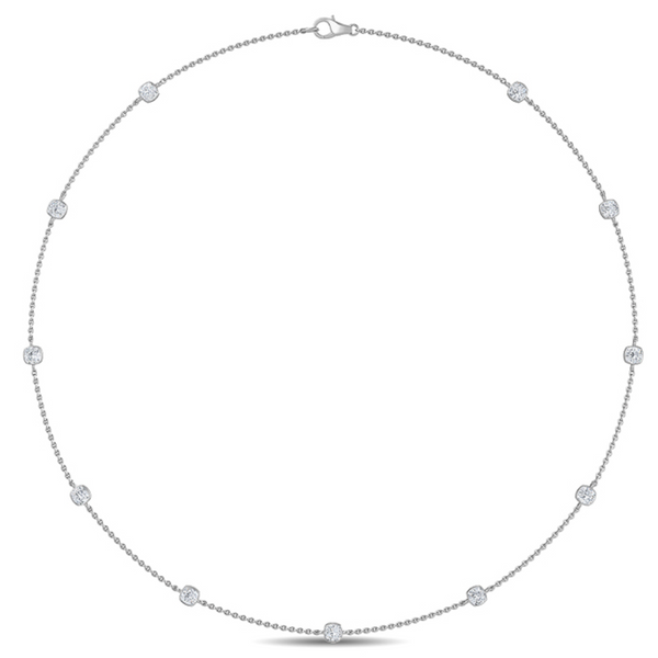 Lab-Grown Cushion Bezel Station Necklace