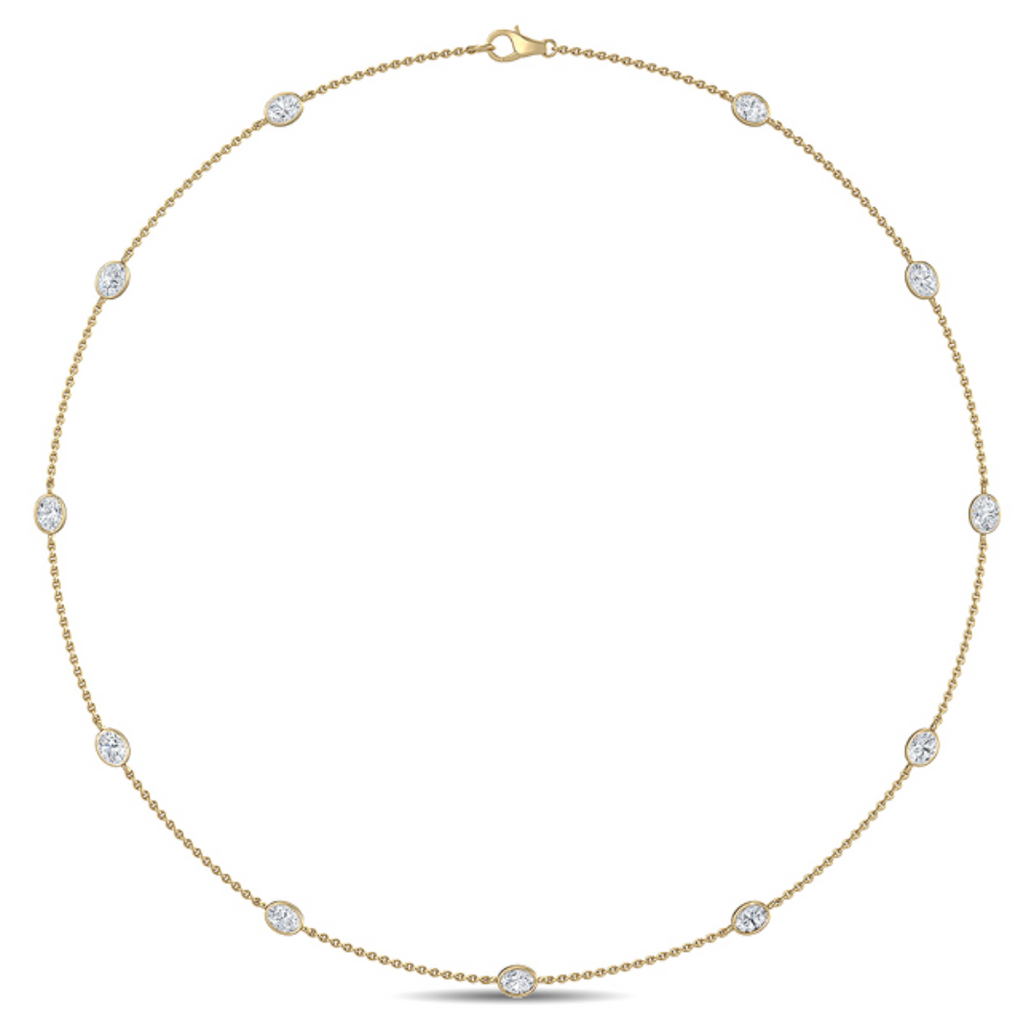 Lab-Grown Oval Bezel Station Necklace