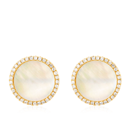 Mother of Pearl Disc Stud Earrings