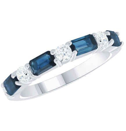 Diamond & Blue Sapphire Stackable Band