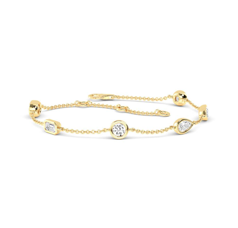 Lab-Grown Bezel Multi-Shape Chain Bracelet