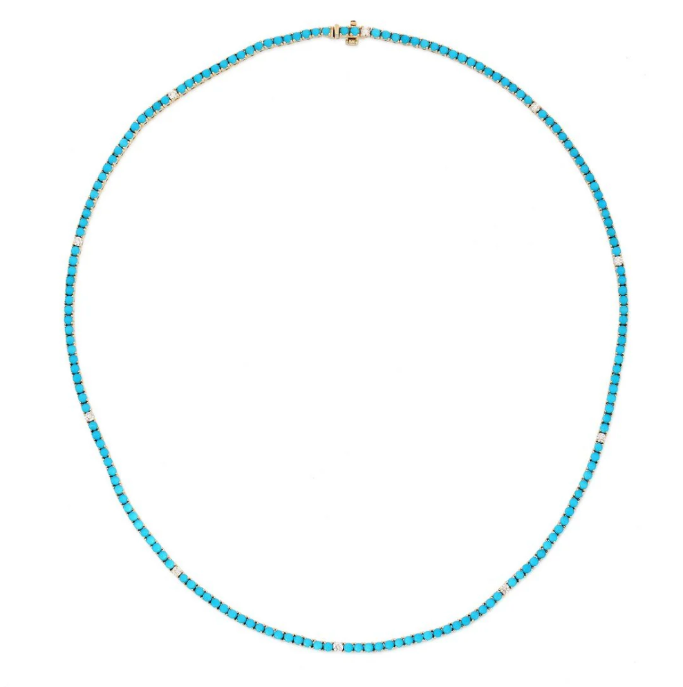 Turquoise & Diamond Tennis Necklace