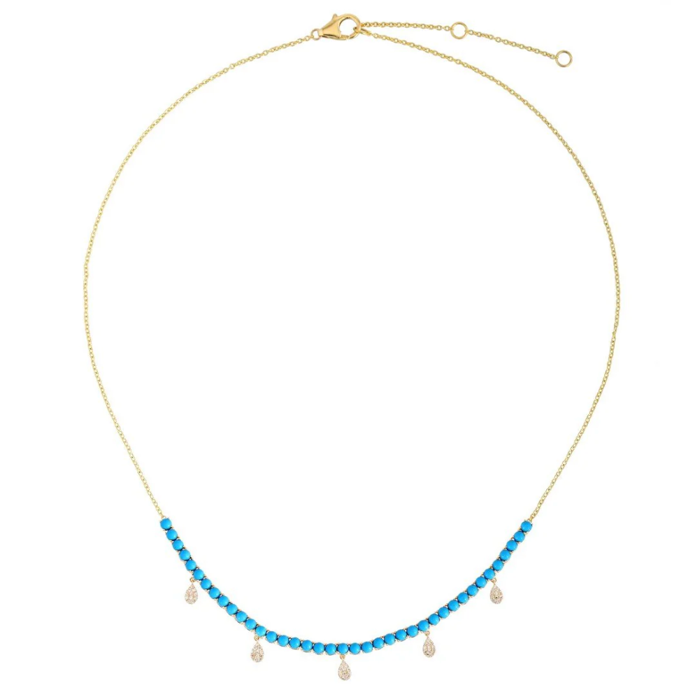 Dancing Turquoise & Diamond Necklace