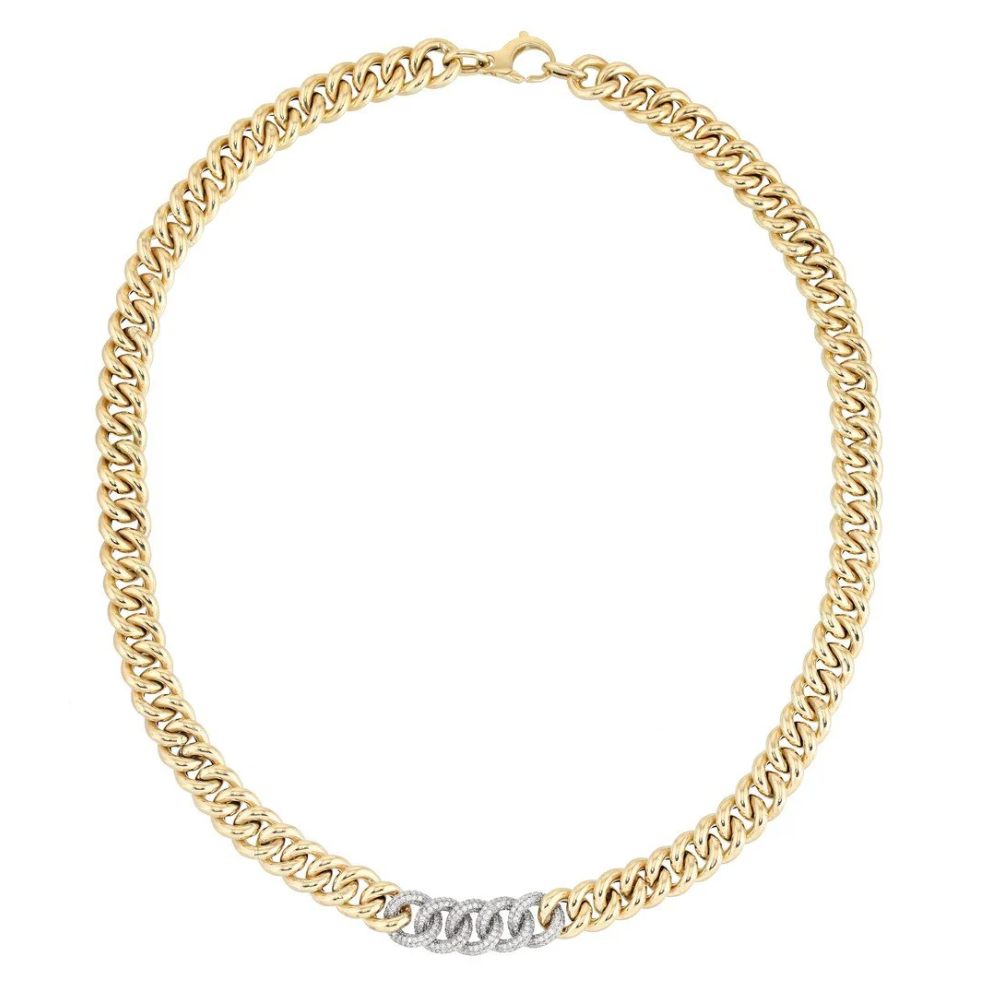 Accented Diamond Cuban Chain Necklace