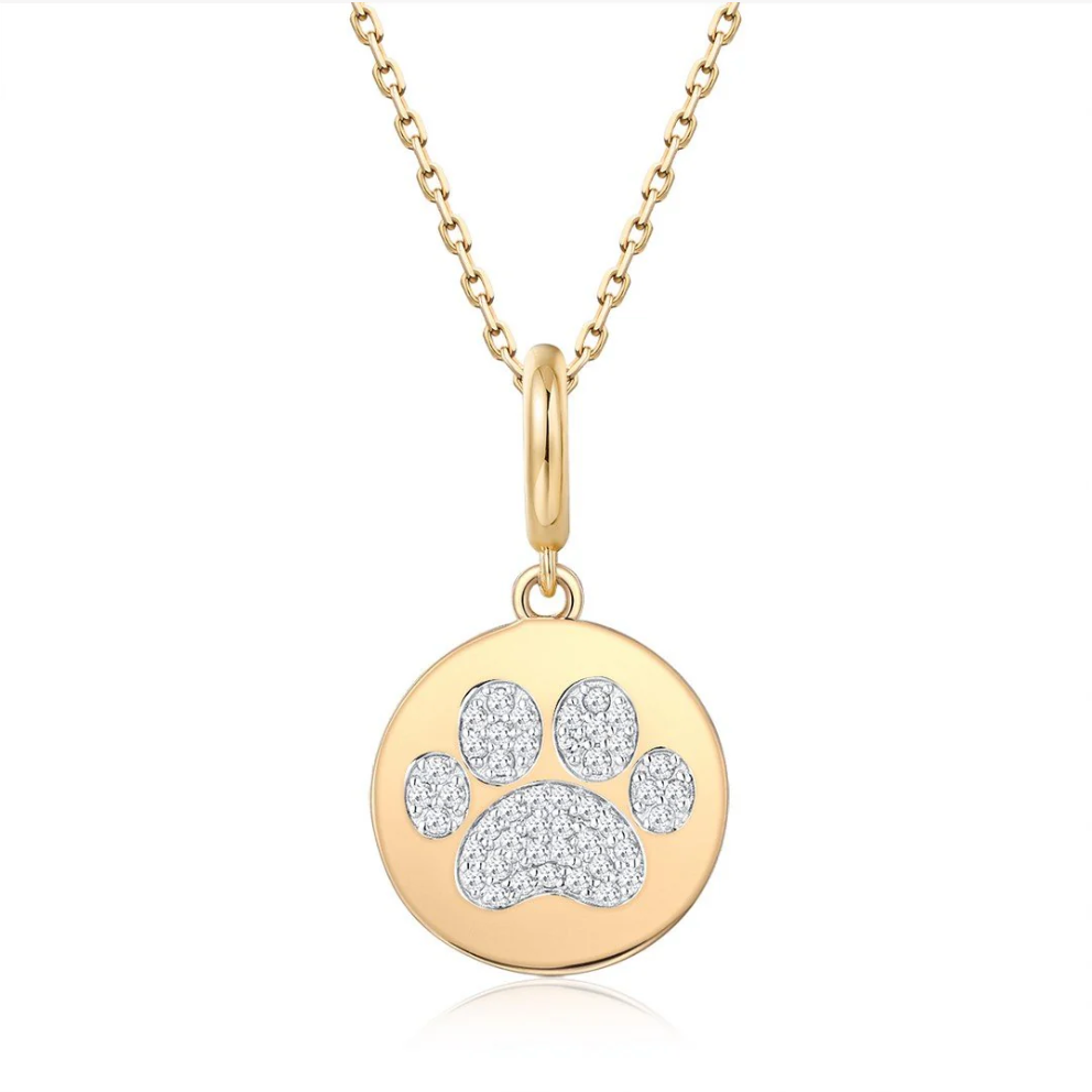 Diamond Dog Paw Medallion Necklace