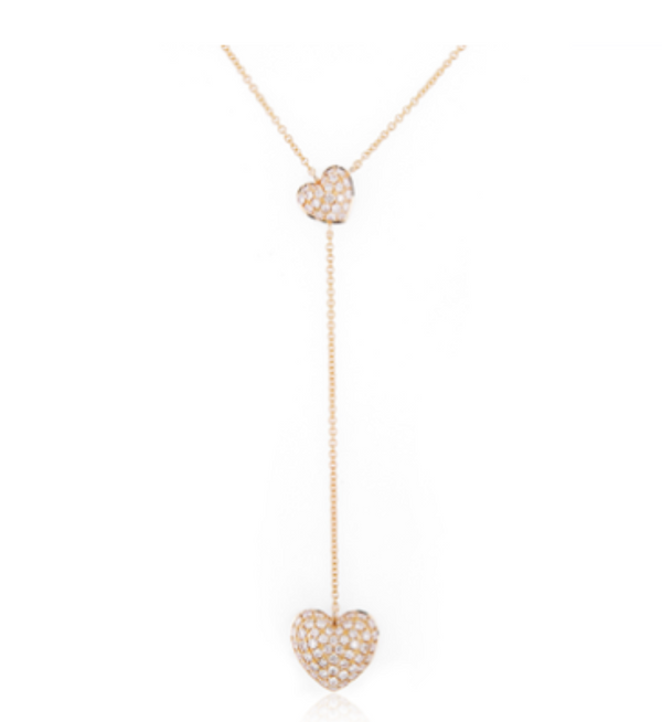 Double Heart Lariat Necklace