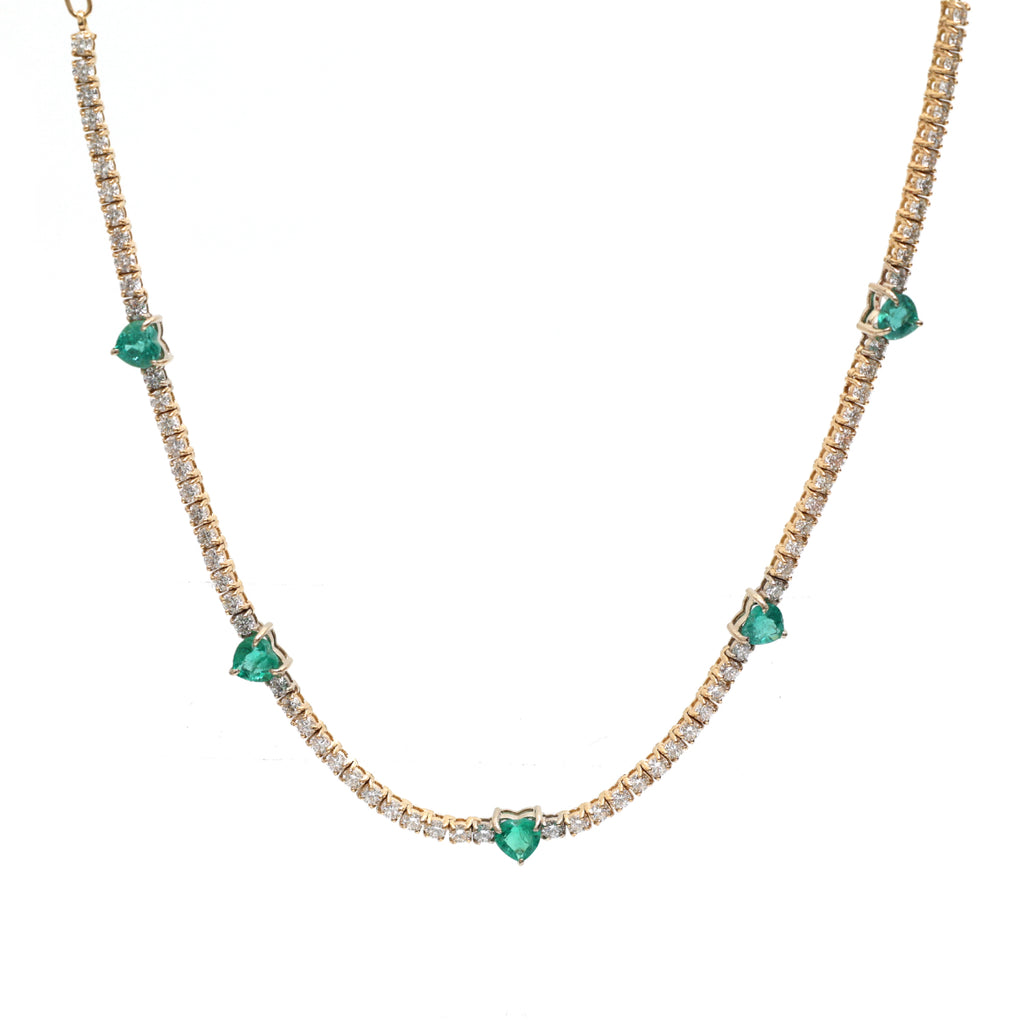 Emerald Heart Station Tennis Necklace