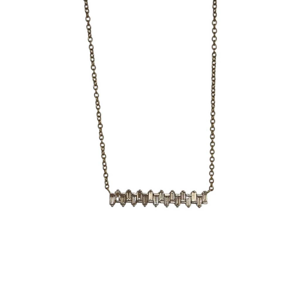 Off-Set Baguette Bar Necklace