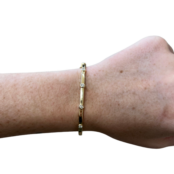 Diamond Inset Gold Bangle