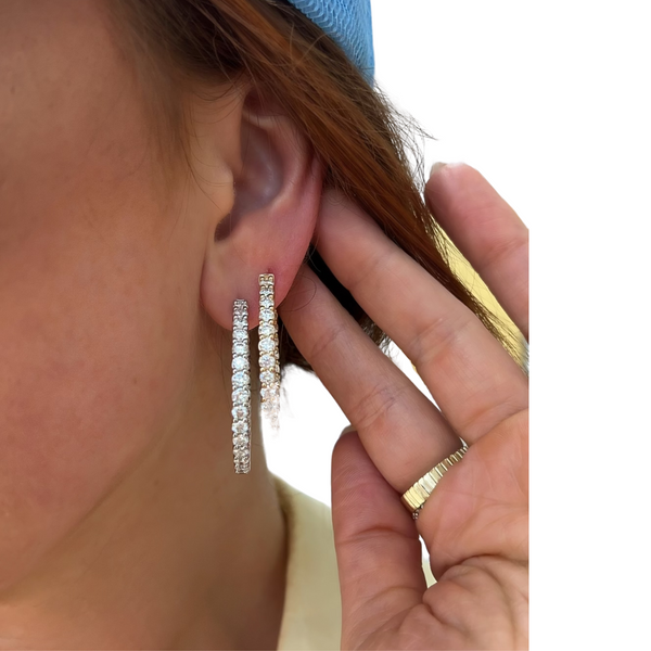Lab-Grown Diamond Inside-Outside Hinged Hoop Earrings