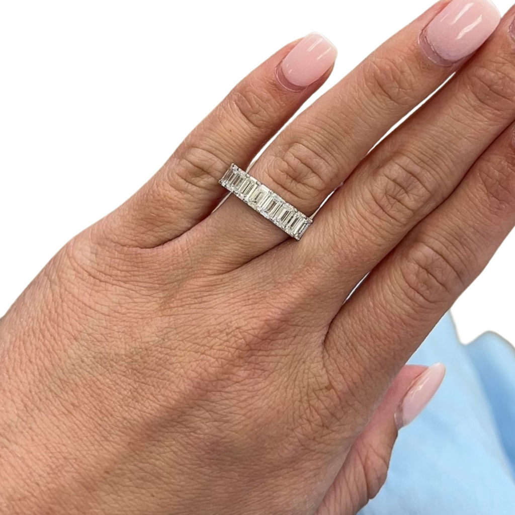 Lab-Grown 9 Stone Emerald Cut Diamond Band