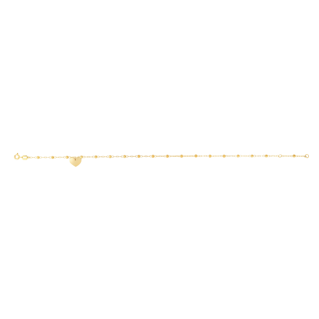 Gold Dangle Heart & Beaded Anklet