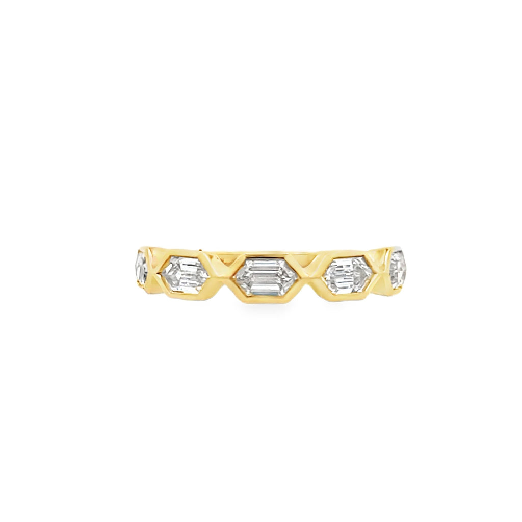 Lab-Grown Bezel Step-Cut Hexagon Band